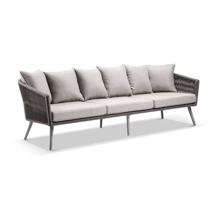 Herman Outdoor 3 Seater Rope And Aluminium Lounge - Walnut
