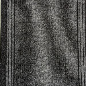 Ideal 67cm Grey Black Bristol Rib Rubber back Carpet Runner