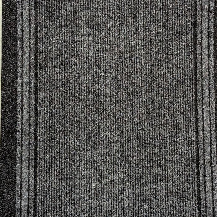 Ideal 67cm Grey Black Bristol Rib Rubber back Carpet Runner