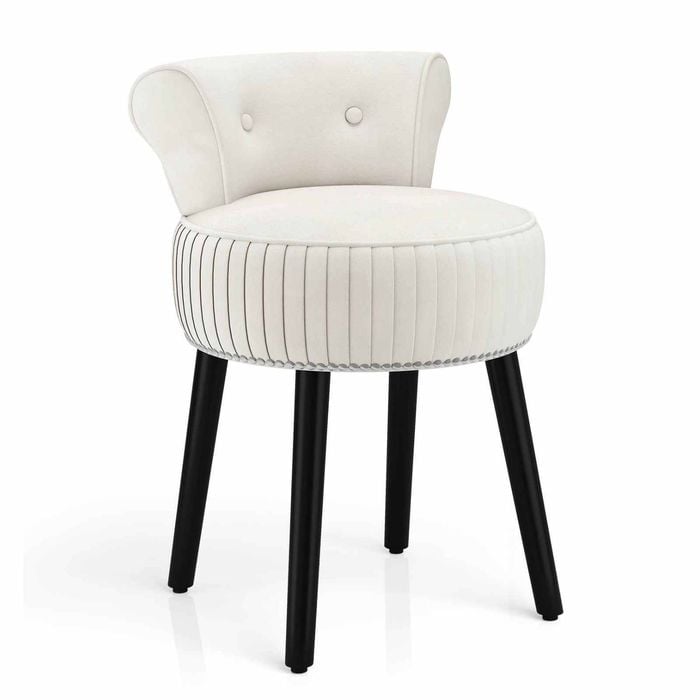 Costway Velvet Vanity Chair Upholstered Makeup Dressing Table Stool Tufted Dining Chair