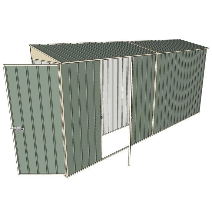 Build-a-Shed 0.8 x 4.5 x 2m Hinged Door Tunnel Shed With Single Hinged Side Door - Green