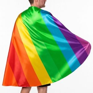 140cm DELUXE RAINBOW CAPE Party Fancy Dress Costume Adult Size Pride