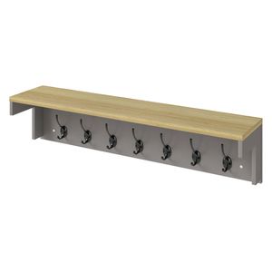 Levede Coat Rack Wall Mounted Hanger Organiser Shelf 7 Hooks Hallway Grey