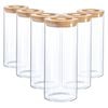 Argon Tableware Glass Storage Jar - Wood Lid - 1.5 Litre - 6x Modern Round Scandi Organisation Container Glass Jar