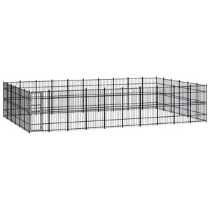 vidaXL Outdoor Dog Kennel Steel Garden Puppy Pet Enclosure Supply Cage House