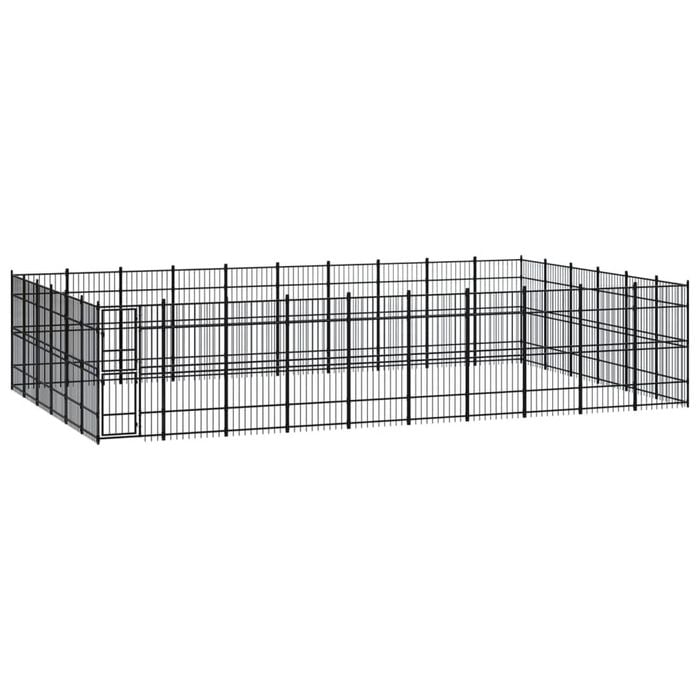 vidaXL Outdoor Dog Kennel Steel Garden Puppy Pet Enclosure Supply Cage House