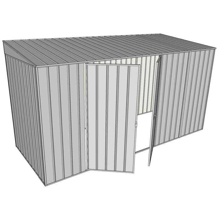 Build-a-Shed 1.5 x 3.7 x 2m Double Hinged Side Doors Skillion Shed - Zinc