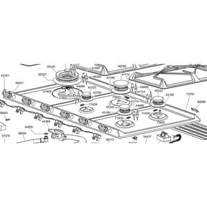 Gas Stove Cooktop Burner Assemblies - Complete To Suit Cir597x5, Suits Smeg