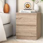 Artiss Oak 2 Drawer Bedside Table