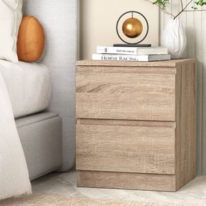 Artiss Oak 2 Drawer Bedside Table