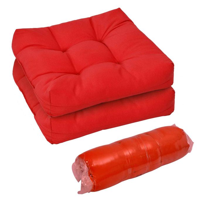 Costway 2x Lounge Chair Cushion Soft Square 53x53cm Red