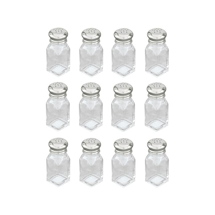 12 Glass Salt And Pepper Shakers Square