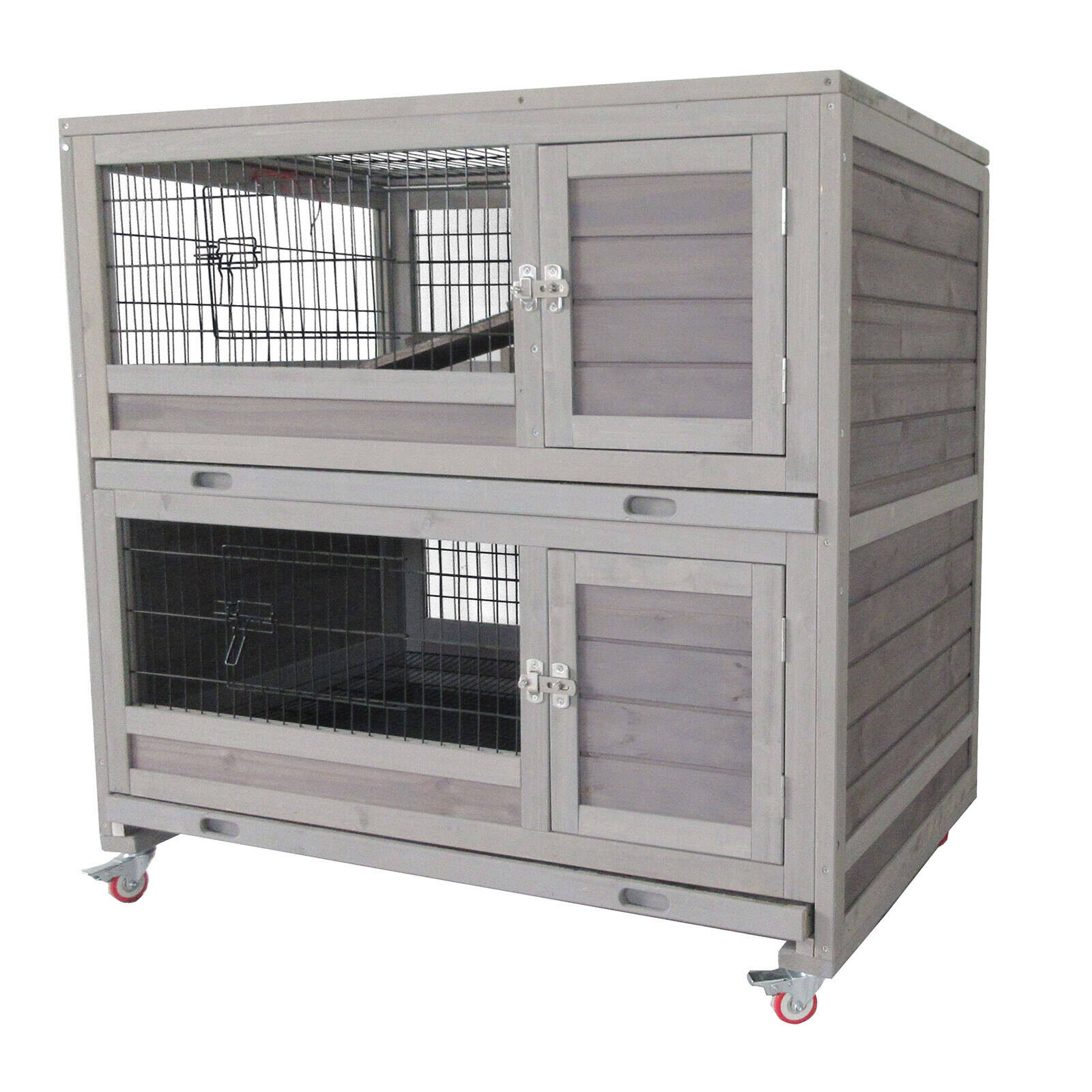 Flyline Extra Wide Rabbit Condo Hutch Guinea Pig Cage with Top View Window Bunnings Australia