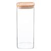 Argon Tableware Glass Storage Jar With Airtight Wooden Lid - 1.9l - Square Cube Kitchen Storage Container Preserving Jars