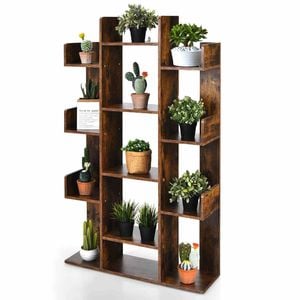 Costway 13-Tier Bookcase Wooden Display Shelf Home Office Coffee