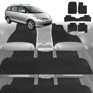 6D Diamond Car Floor Mats for Toyota Tarago 2006-2020 7 Seater-Ultimate Set-Black-Outback GT