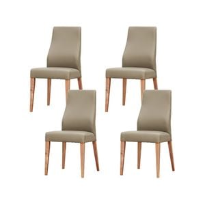 Rosemallow Dining Chair Set of 4 PU Leather Seat Solid Messmate Timber - Silver