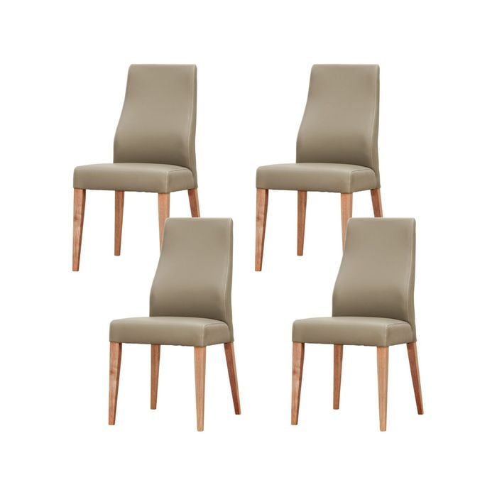 Rosemallow Dining Chair Set of 4 PU Leather Seat Solid Messmate Timber - Silver