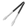 Hygiplas Serving Tongs Colour Coded Black 405mm Vinyl Coated Stainless Steel