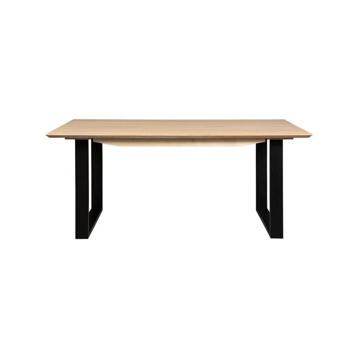 Aconite Dining Table 180cm Solid Messmate Timber Wood Black Metal Leg - Natural