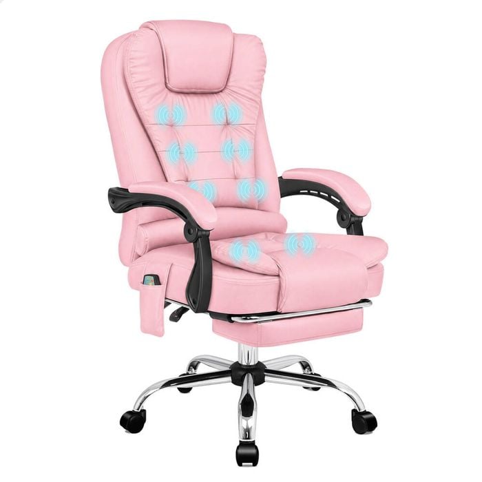 ALFORDSON Massage Office Chair Heated Seat Pink