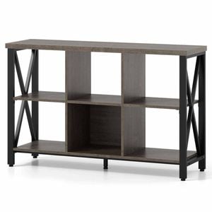 Costway 6 Cube Bookshelf 120cm Wide Storage Organizer Industrial Grey