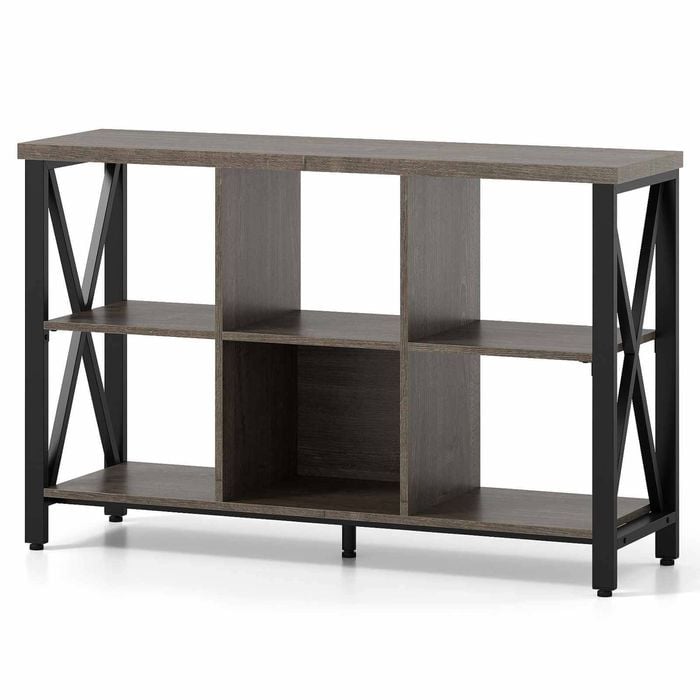 Costway 6 Cube Bookshelf 120cm Wide Storage Organizer Industrial Grey