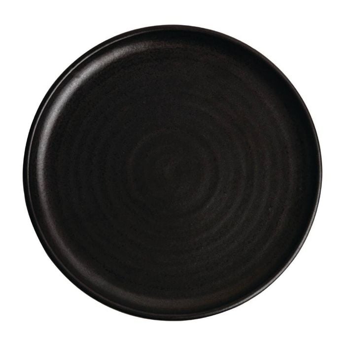 Olympia Canvas Small Rim Round Plate Delhi Black 265mm Pack of 6