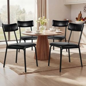 Dining Chairs Leather Black x4