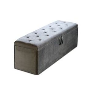 Istyle Design Extra Large Ottomon Storage Box Wooden Velvet Grey