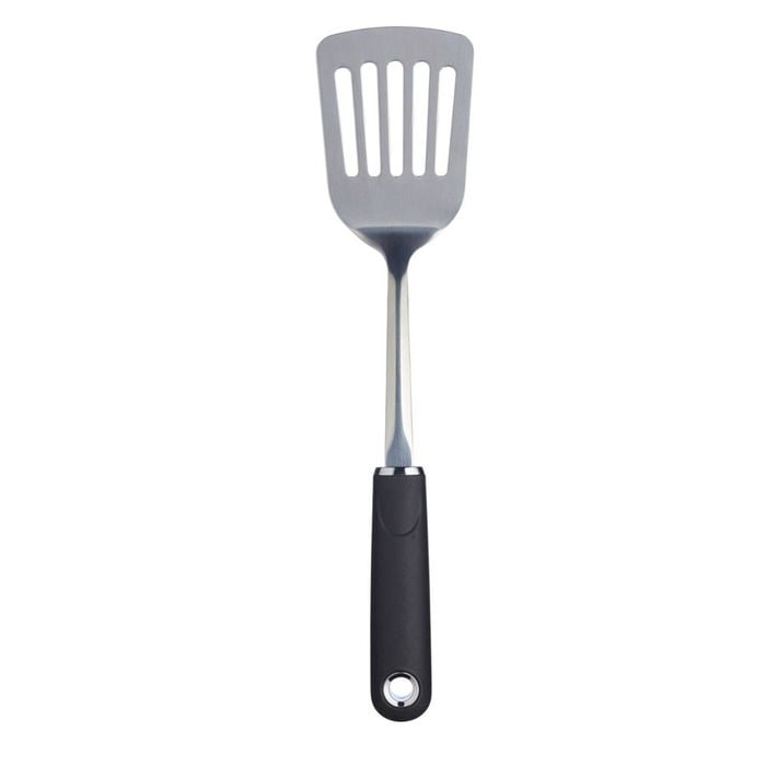 Mastercraft Soft Grip 35.5cm Stainless Steel Slotted Turner - Black