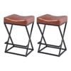 Advwin Bar Stools Set of 2 PU Leather Kitchen Counter Stools w/ U-Shape Cushion & Footrest Bar Chair Brown