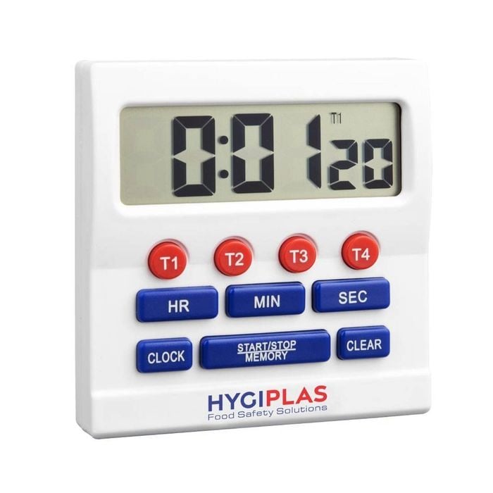 Hygiplas Big Digit Kitchen Timer Large Screen Display White 80x80x25mm Digital Countdown Magnetic Cooking Food Preparation