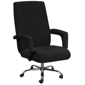 Smarcute High Stretch Office Chair Cover Jacquard Fabric Large Size Black (Just Cover Not Chair)