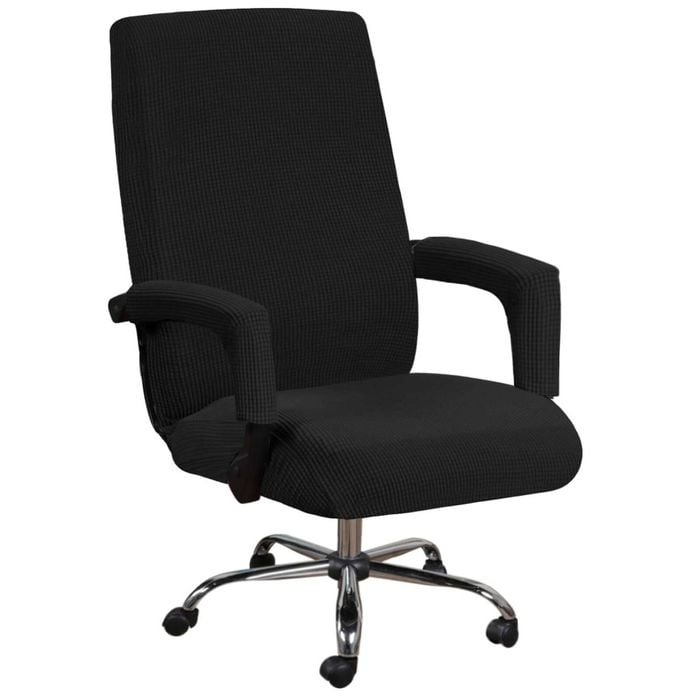 Smarcute High Stretch Office Chair Cover Jacquard Fabric Large Size Black (Just Cover Not Chair)