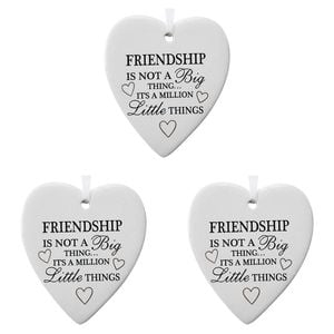 3PK LVD Ceramic Hanging 8x9cm Heart Friendship w/ Hanger Ornament Decor