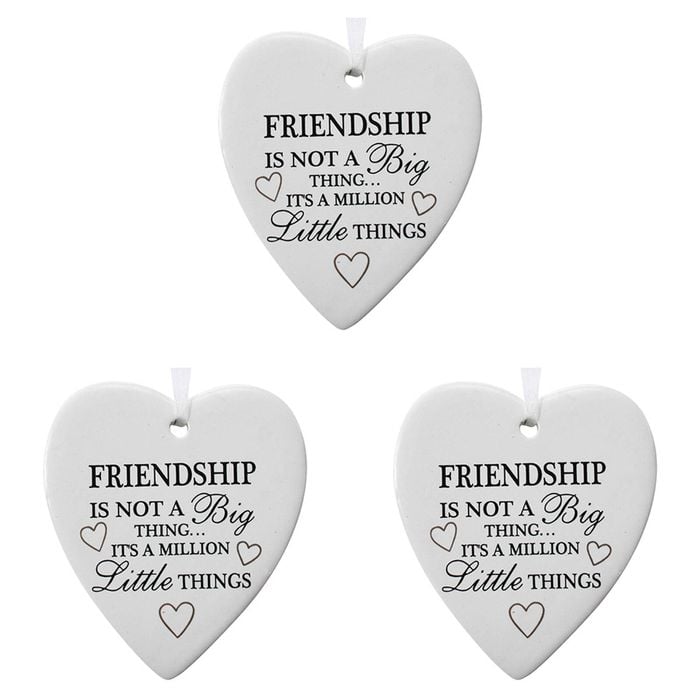 3PK LVD Ceramic Hanging 8x9cm Heart Friendship w/ Hanger Ornament Decor