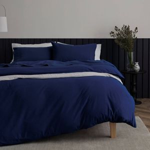 Bedding Co. Organic Cotton Flannelette Quilt Cover Set Navy Blue Single