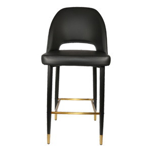 Durafurn 750mm High Black Vinyl Semifreddo Stool with Black Metal Legs