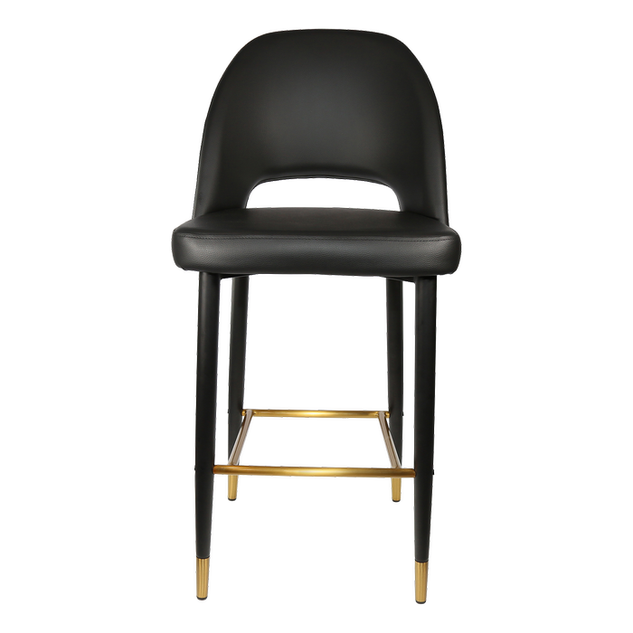 Durafurn 750mm High Black Vinyl Semifreddo Stool with Black Metal Legs