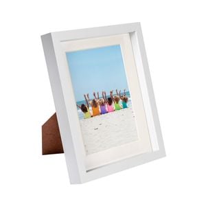 Nicola Spring 8" x 10" White 3D Box Photo Frame - 5" x 7" Mount