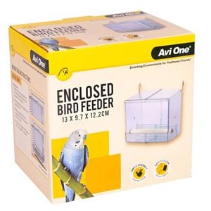 Enclosed Bird Feeder with Perch by Avi One - 13x9.7x12.2cm