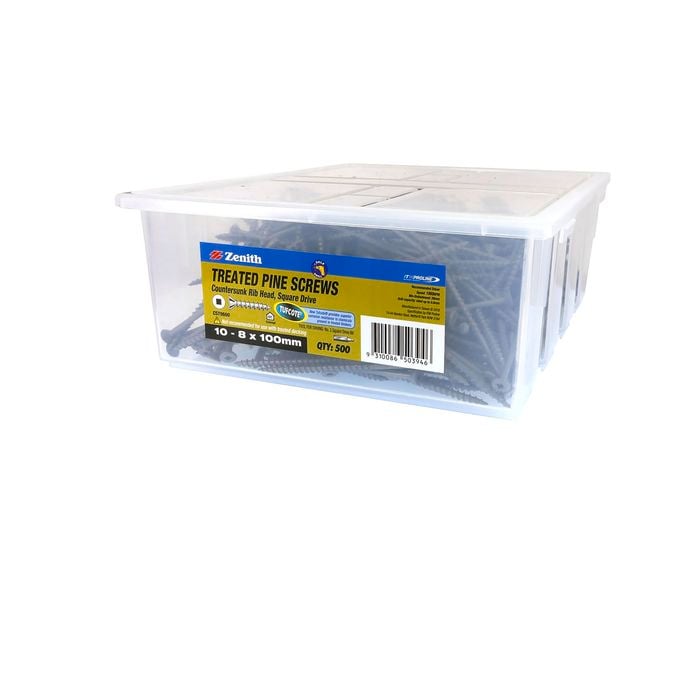 Zenith 10G x 100mm Tufcote® Square Drive Treated Pine Screw - 500 Pack