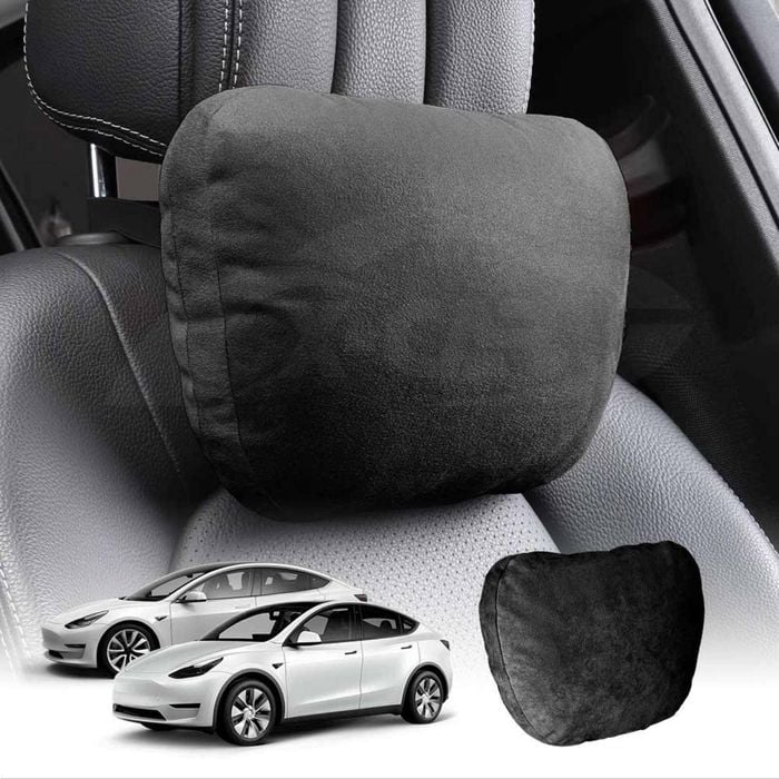 Black Headrest Pillow for Tesla Model 3 2017-2023 and Model Y 2021-2024 Seat Neck Support