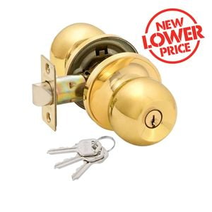Ikonic Polished Brass Ruby Entry Knob Set