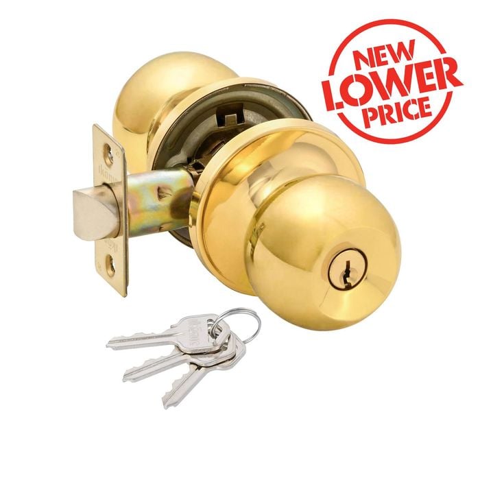 Ikonic Polished Brass Ruby Entry Knob Set