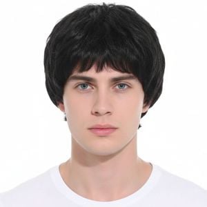 s Short Party Wig Costume Party Dress Up Fancy Classic Style Black