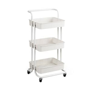 Costway 3-tier Kitchen Trolley Rolling Basket Storage Serving Cart White