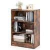 Costway 3-tier Bookcase Wood Display Cabinet W/adjustable Shelves Brown