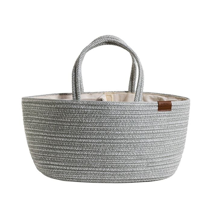 Living Textiles Cotton Rope Storage Caddy With Divider - Sage